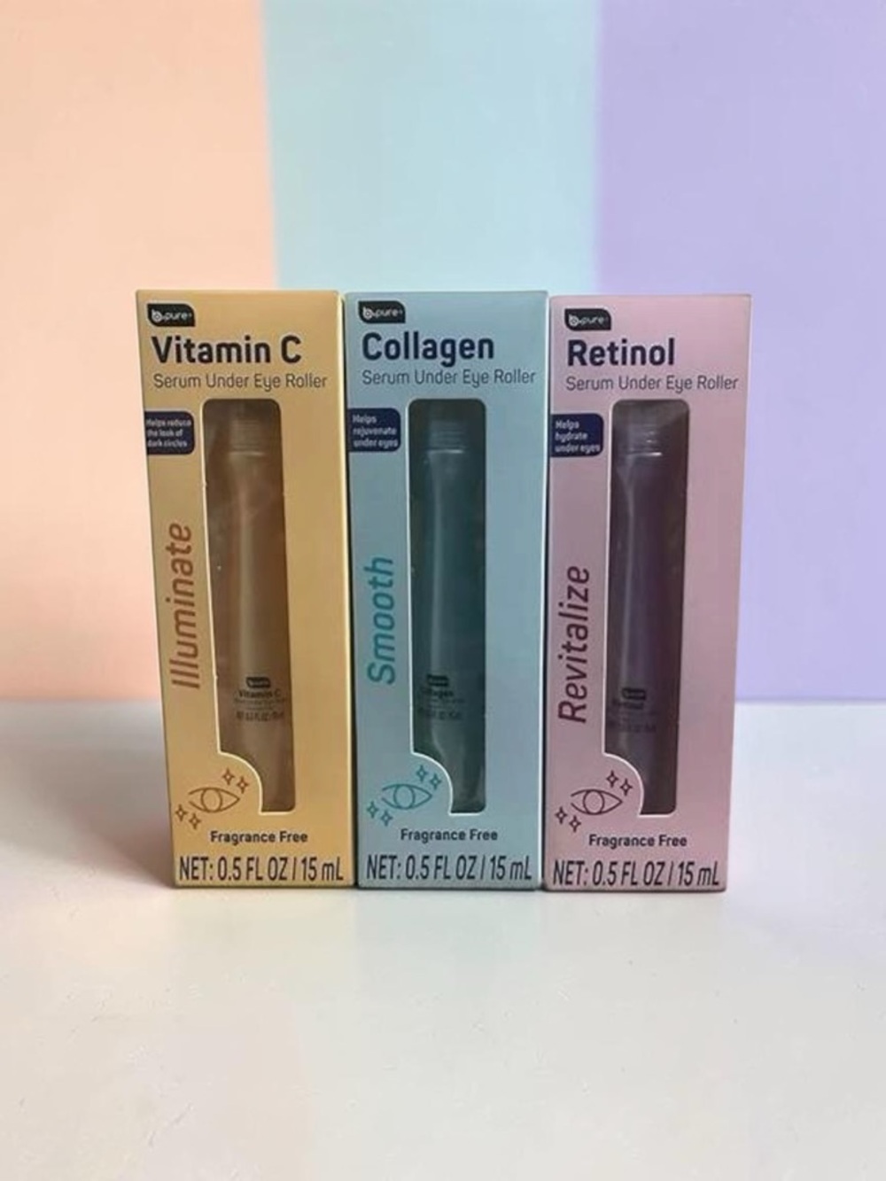 Bpure vitamin C, Collagen, Retinol Under Eye Roller Serum Set of 3